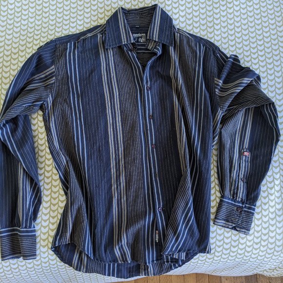 Point Zero Dark Blue Cotton Shirt - Picture 1 of 1